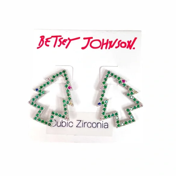 Betsey Johnson Christmas Tree Earrings, Green - Picture 5 of 5